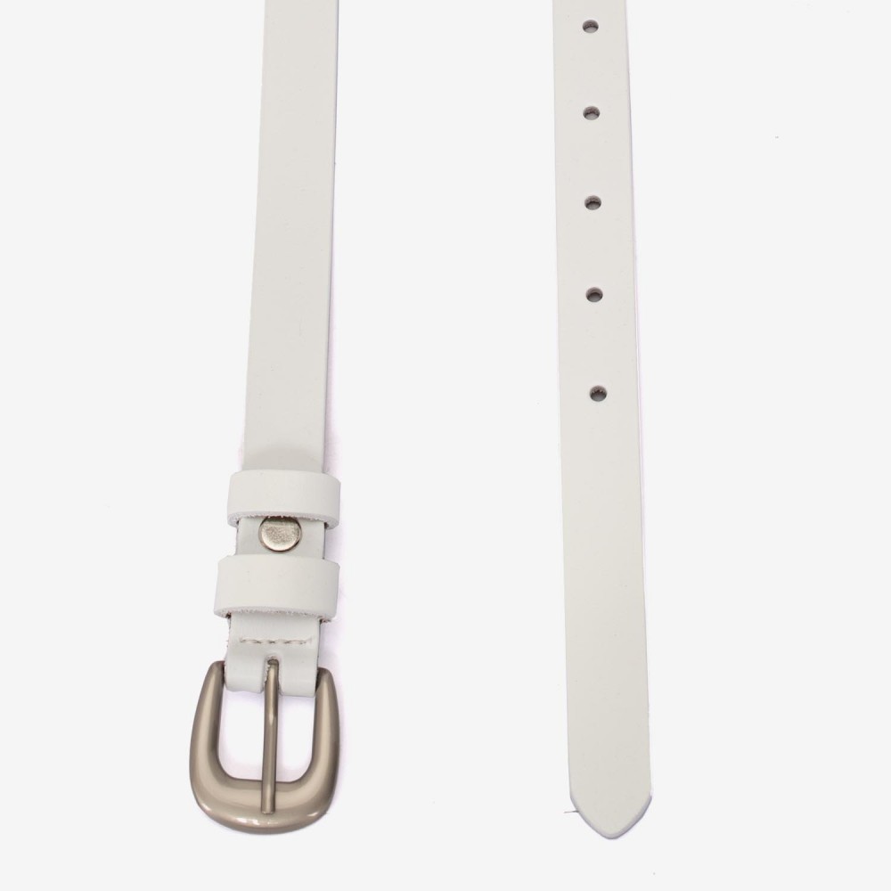 Curea model LIN piele naturala alb