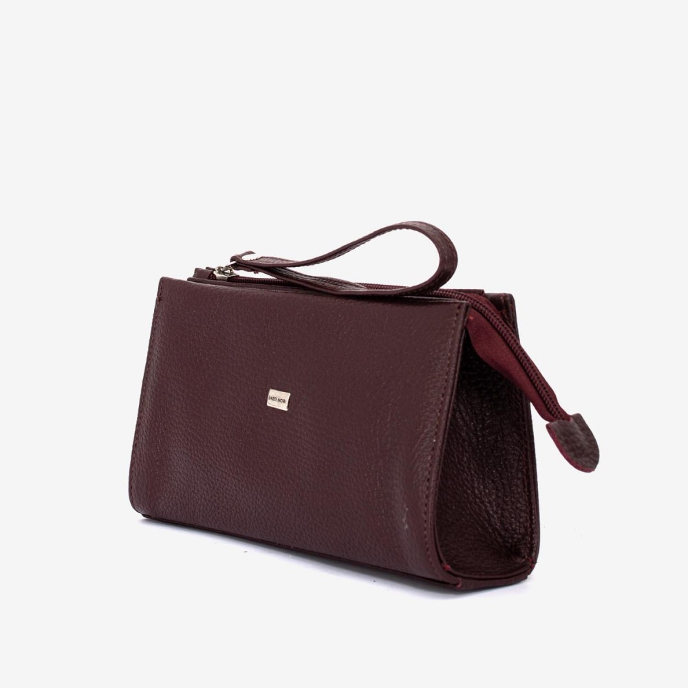 Geanta cosmetica ENZO NORI JODI, piele naturala, burgundy