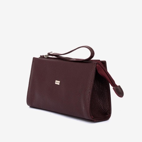Geanta cosmetica ENZO NORI JODI, piele naturala, burgundy