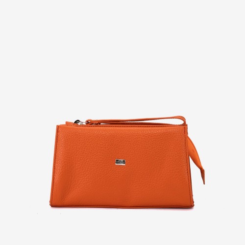 Geanta cosmetica ENZO NORI JODI, piele naturala, orange