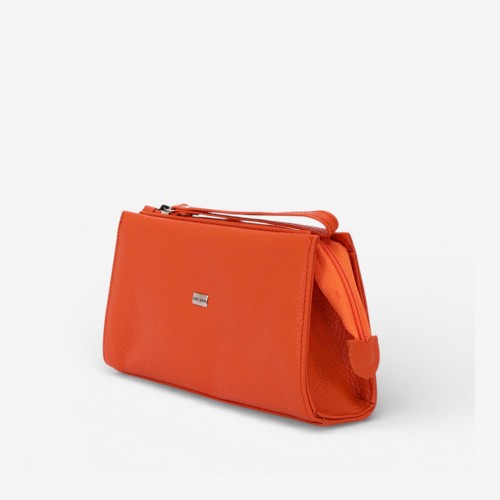 Geanta cosmetica ENZO NORI JODI, piele naturala, orange