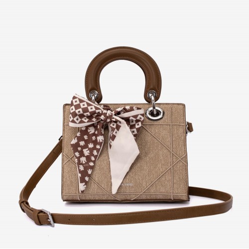 Geanta dama model SERAFIMA din piele ecologică bej inchis 