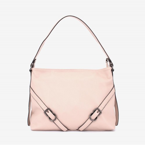Geanta shopper model KARRA din piele naturală roz