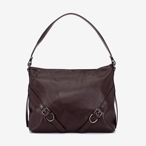 Geanta shopper model KARRA din piele naturală  burgundy