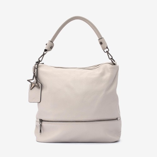 Geanta shopper model JANA din piele naturală alb