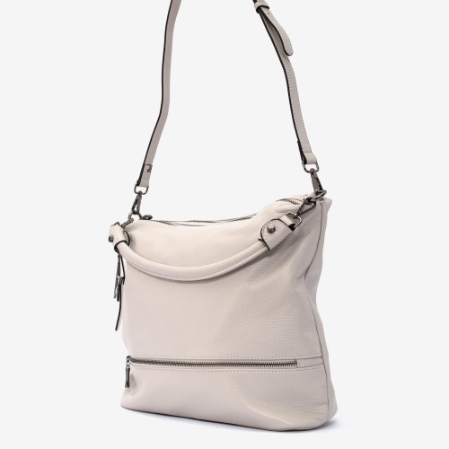 Geanta shopper model JANA din piele naturală alb