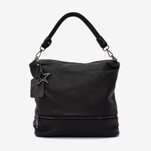 Geanta shopper model JANA din piele naturală negru