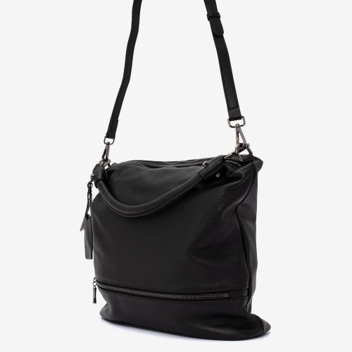 Geanta shopper model JANA din piele naturală negru
