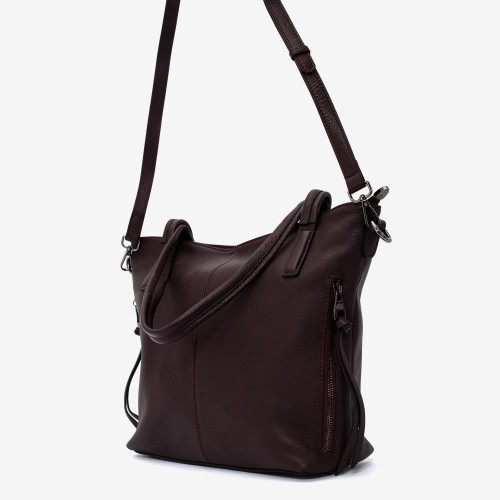 Geanta shopper ENZO NORI model JULIANA piele naturală burgundy