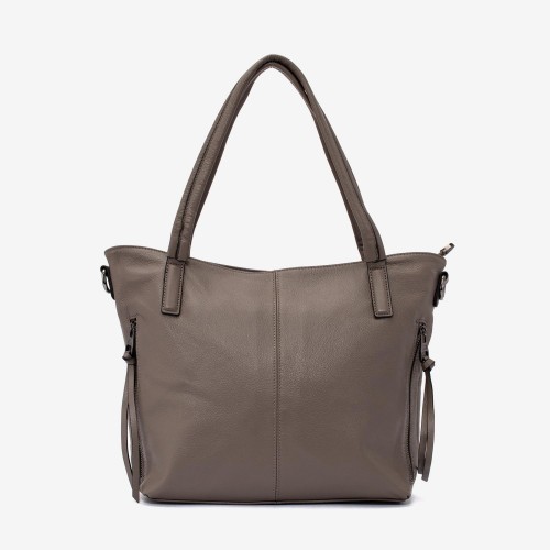 Geanta shopper ENZO NORI model JULIANA piele naturală gri