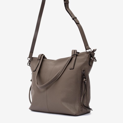 Geanta shopper ENZO NORI model JULIANA piele naturală gri