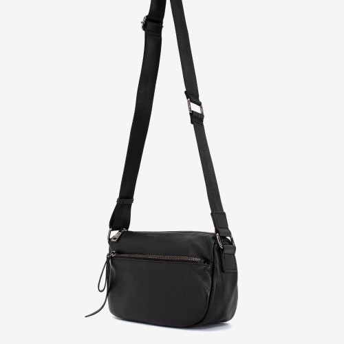 Geanta crossbody ENZO NORI model HALLI din piele naturală negru