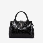 Geanta dama ENZO NORI DANIELLA, piele naturala, neagra lacuita