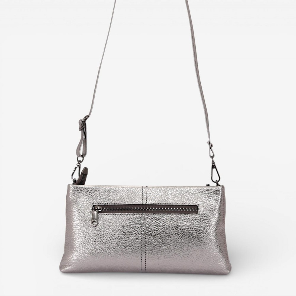 Geanta dama ENZO NORI ANABELLA, piele naturala, silver