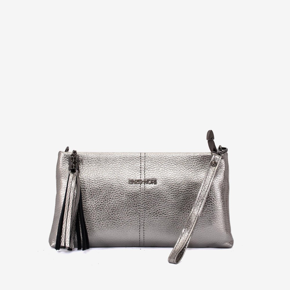 Geanta dama ENZO NORI ANABELLA, piele naturala, silver