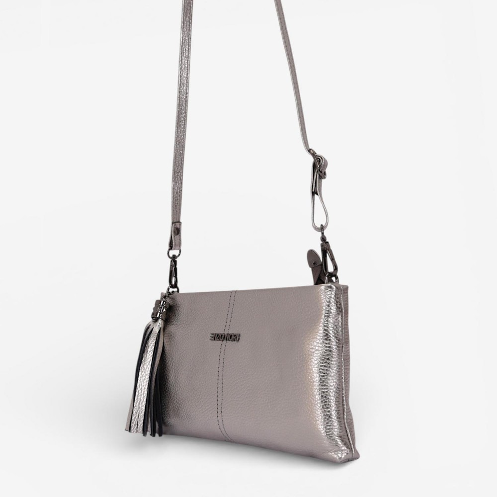 Geanta dama ENZO NORI ANABELLA, piele naturala, silver