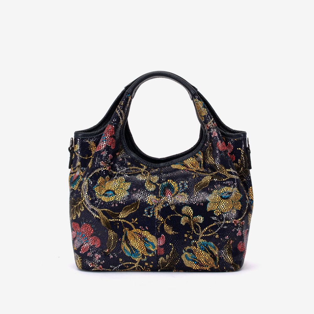 Geanta dama ENZO NORI MISHELL, piele naturala, albastru cu flori