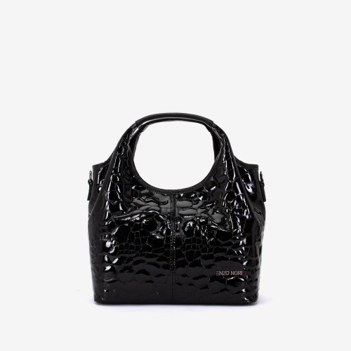 Geanta dama ENZO NORI MISHELL, piele naturala, negru lac