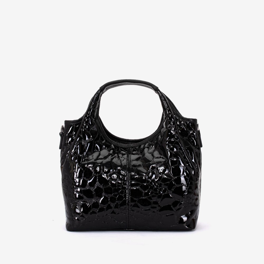 Geanta dama ENZO NORI MISHELL, piele naturala, negru lac