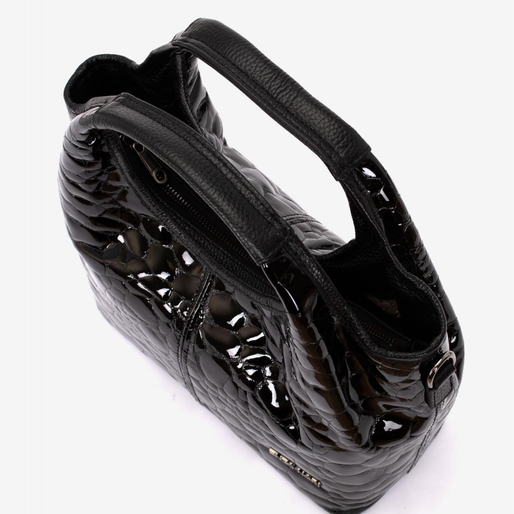 Geanta dama ENZO NORI MISHELL, piele naturala, negru lac