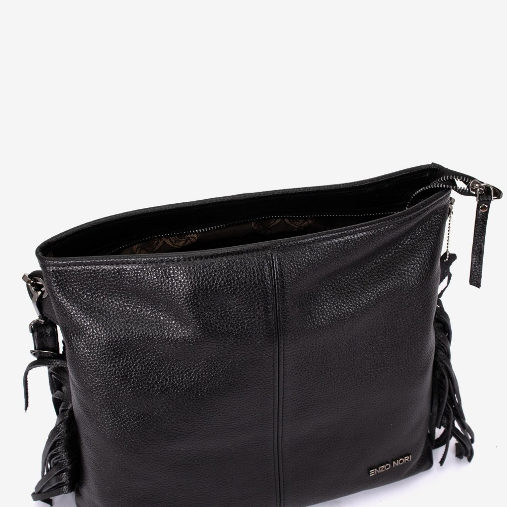 Geantа damа ENZO NORI model NATALIE din piele naturalа negru