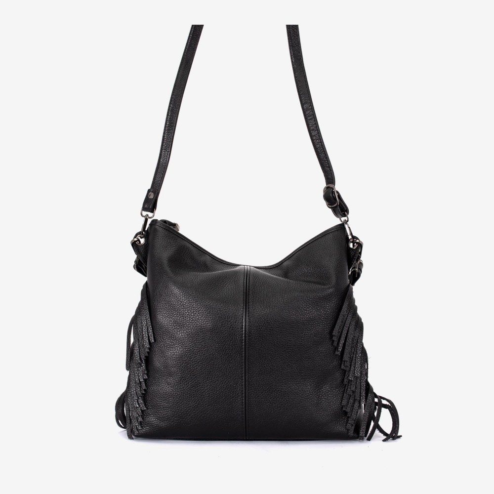 Geantа damа ENZO NORI model NATALIE din piele naturalа și piele întoarsă neagră 