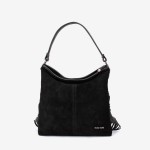 Geantа damа ENZO NORI model NATALIE din piele naturalа și piele întoarsă neagră 