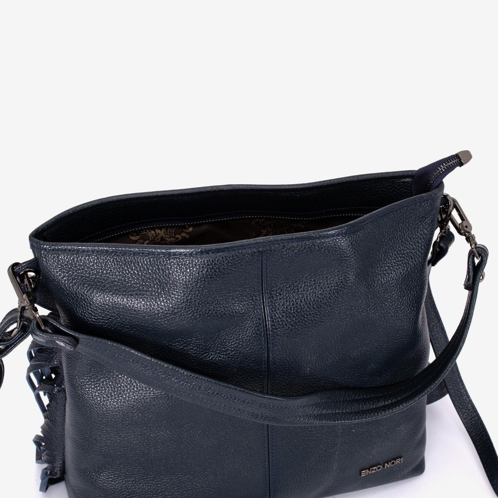 Geantа damа ENZO NORI model NATALIE din piele naturalа bleumarin