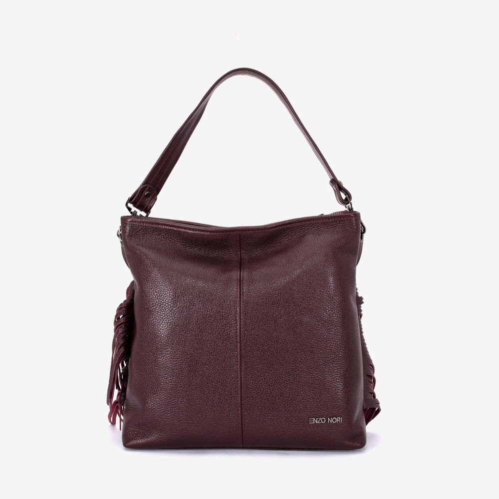 Geantа damа ENZO NORI model NATALIE din piele naturalа burgund