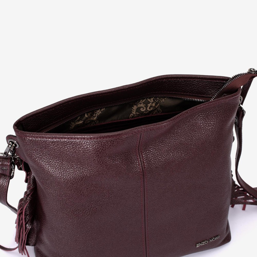 Geantа damа ENZO NORI model NATALIE din piele naturalа burgund