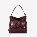 Geantа damа ENZO NORI model NATALIE din piele naturalа imprimare laser burgund 