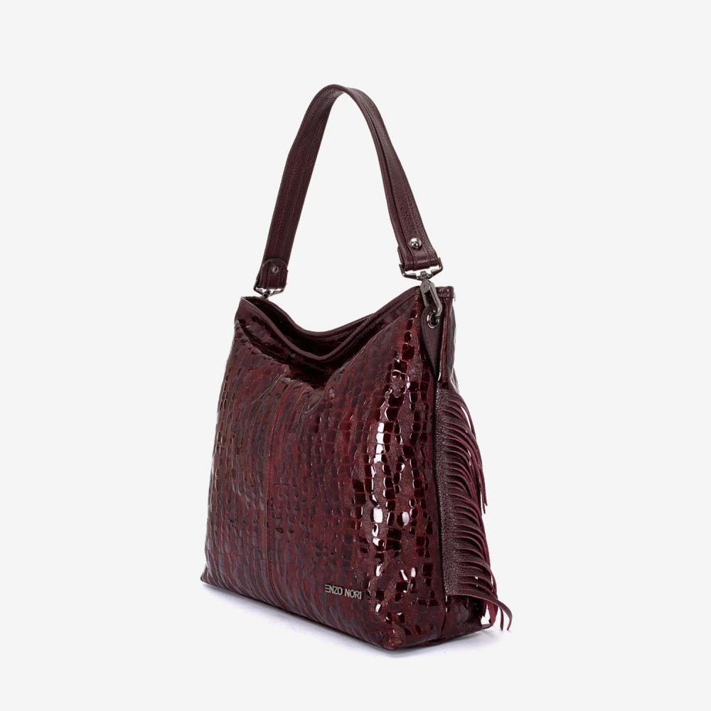 Geantа damа ENZO NORI model NATALIE din piele naturalа imprimare laser burgund 