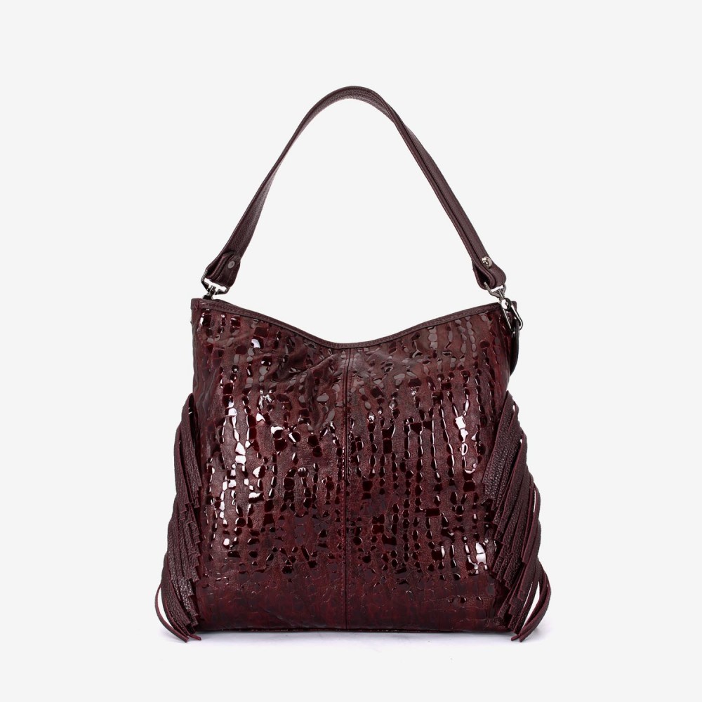 Geantа damа ENZO NORI model NATALIE din piele naturalа imprimare laser burgund 