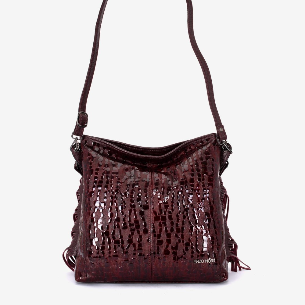 Geantа damа ENZO NORI model NATALIE din piele naturalа imprimare laser burgund 