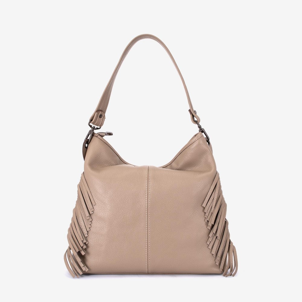 Geantа damа ENZO NORI model NATALIE din piele naturalа și piele de căprioară bej