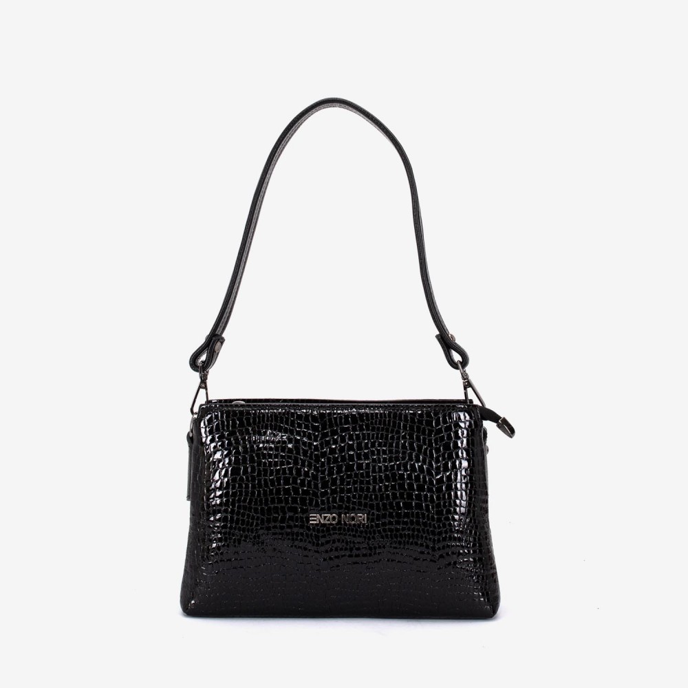 Geanta dama ENZO NORI model VANINA piele naturală negru laser