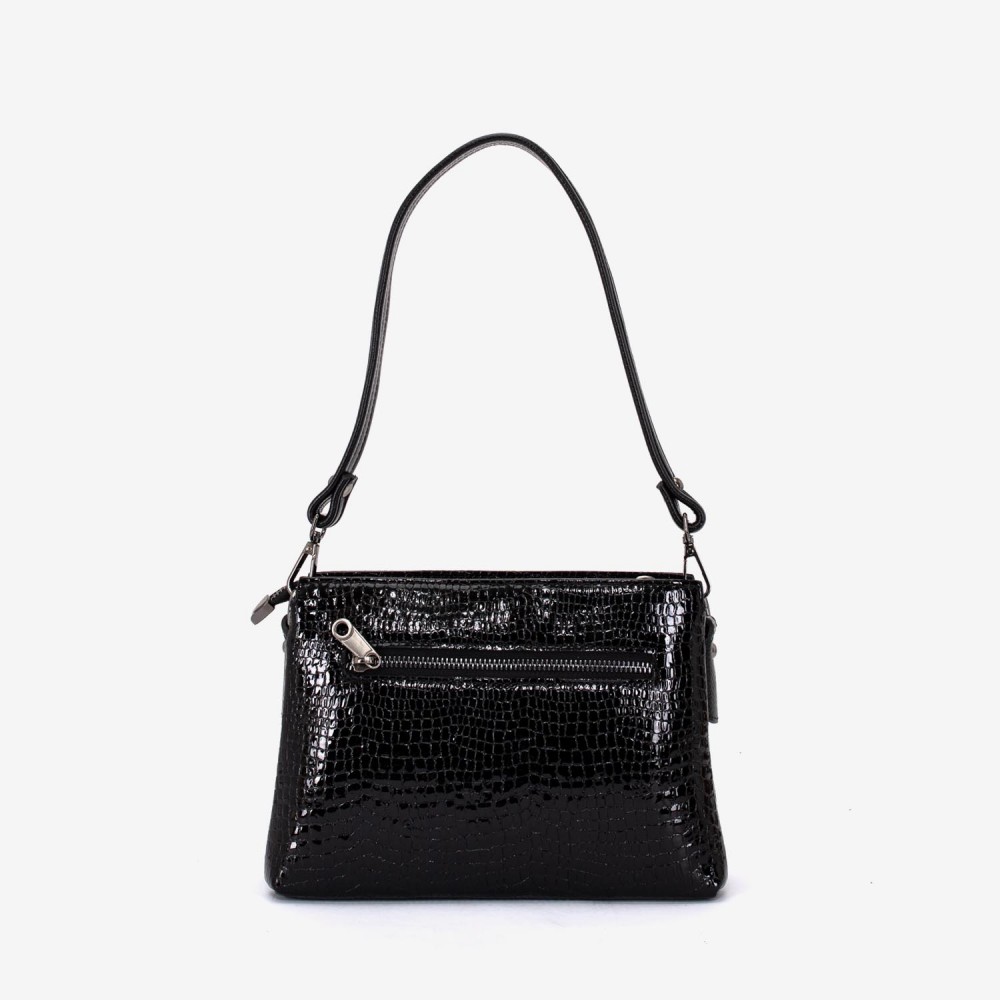 Geanta dama ENZO NORI model VANINA piele naturală negru laser