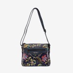 Geanta dama ENZO NORI model MIRANDA piele naturală albastru cu flori