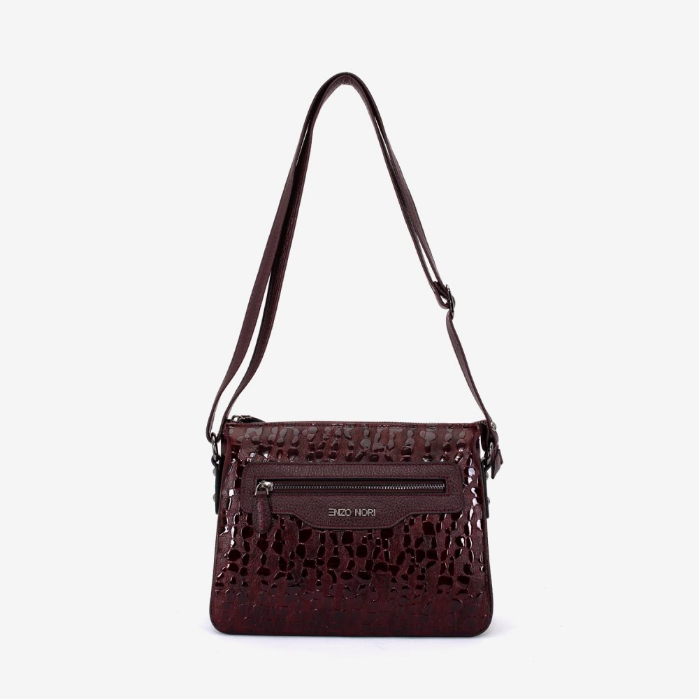 Geanta dama ENZO NORI model MIRANDA piele naturală burgundy