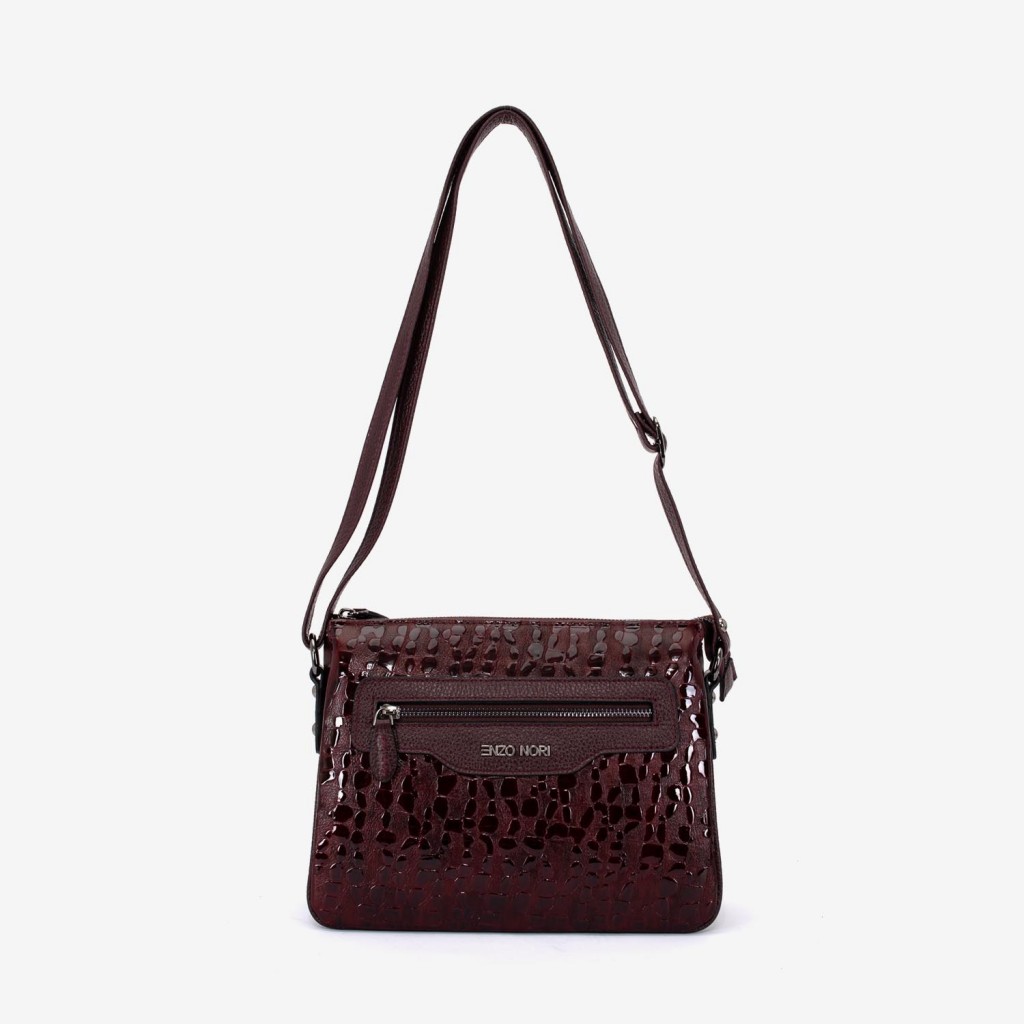 Geanta dama ENZO NORI model MIRANDA piele naturală burgundy - Preț