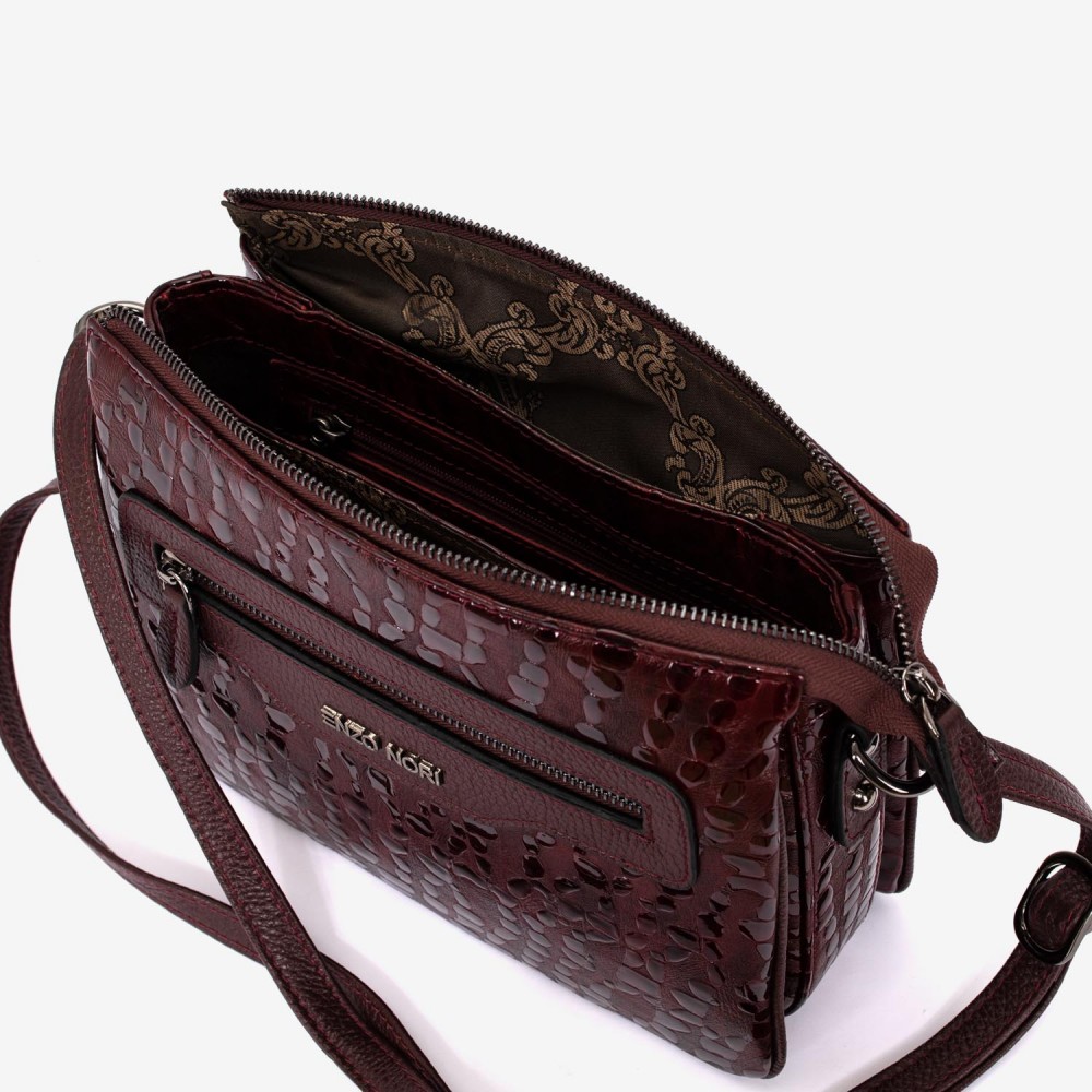 Geanta dama ENZO NORI model MIRANDA piele naturală burgundy