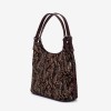 Geanta shopper model CAPRICE din piele naturală burgundy cu flori - Imagine 2