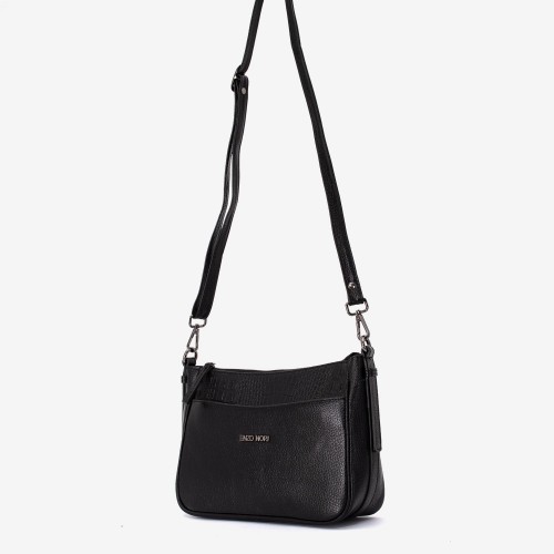 Geantă crossbody ENZO NORI model JACKY din piele naturală negru