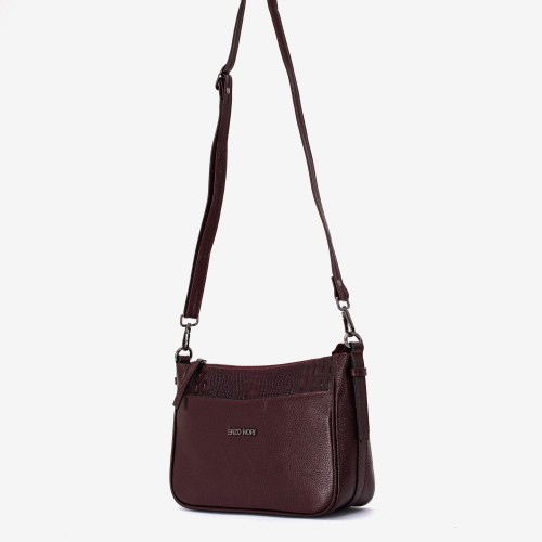 Geantă crossbody ENZO NORI model JACKY din piele naturală burgundy