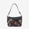 Geantă crossbody ENZO NORI model JACKY din piele naturală albastru cu flori - Imagine 1