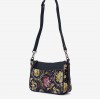 Geantă crossbody ENZO NORI model JACKY din piele naturală albastru cu flori - Imagine 2