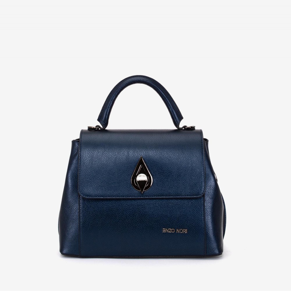 Geantă crossbody ENZO NORI model LANA din piele naturală albastru