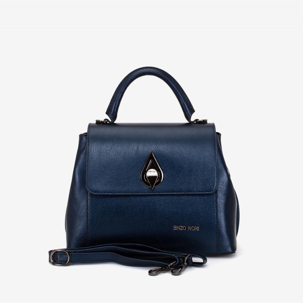 Geantă crossbody ENZO NORI model LANA din piele naturală albastru