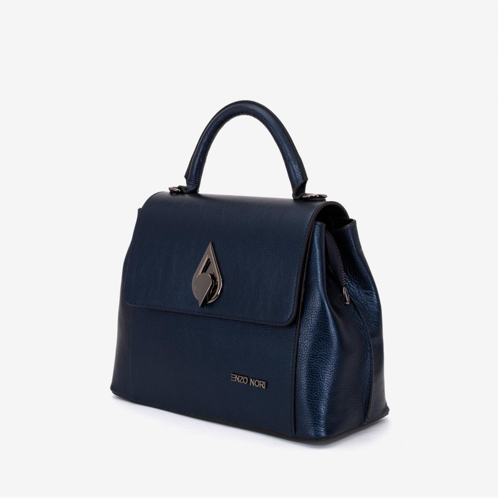 Geantă crossbody ENZO NORI model LANA din piele naturală albastru