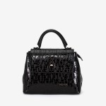 Geantă crossbody ENZO NORI model LANA din piele naturală neagra lacuita